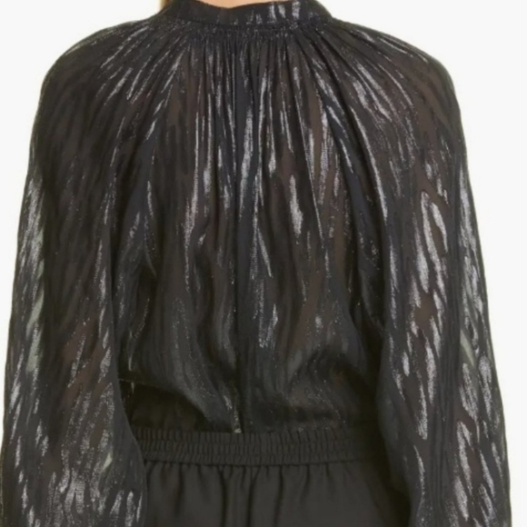 Rebecca Taylor Safari silk - blend blouse in black size 10. - Picture 3 of 9